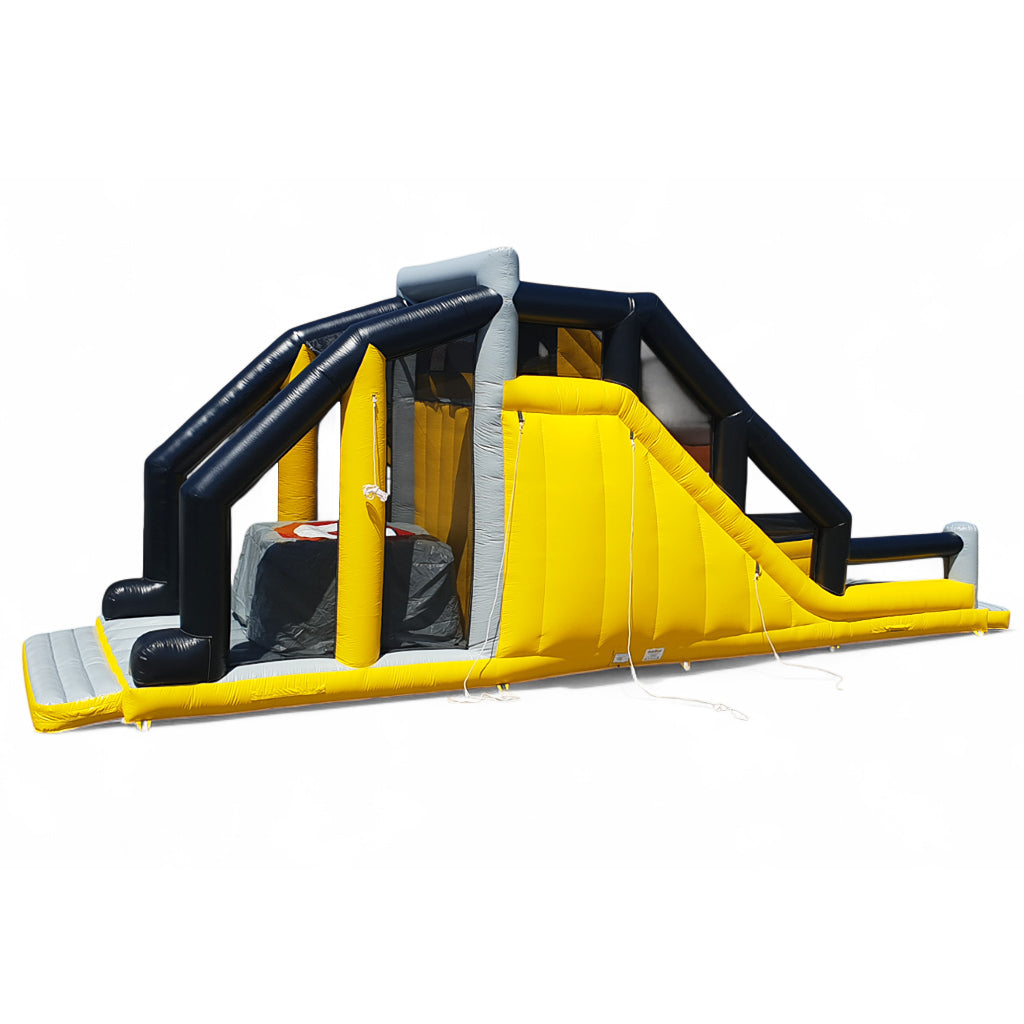 Aufblasbare Hüpfburg in Schwarz-Gelb gehalten