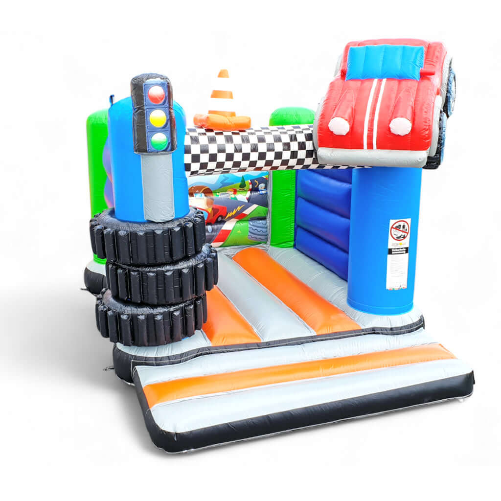 Hüpfburg Auto - Auf zur Rennstrecke - Hüpfburgen kaufen mit 5 Jahren Garantie | In AT, DE & CH Hüpfburg Auto - Auf zur Rennstrecke - Hüpfburgen kaufen mit 5 Jahren Garantie | In AT, DE & CH