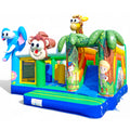 Aufblasbare Hüpfburg mit Rutsche im Dschungel-Design – farbenfrohes Eventmodul vom Hersteller, individuell gestaltbar