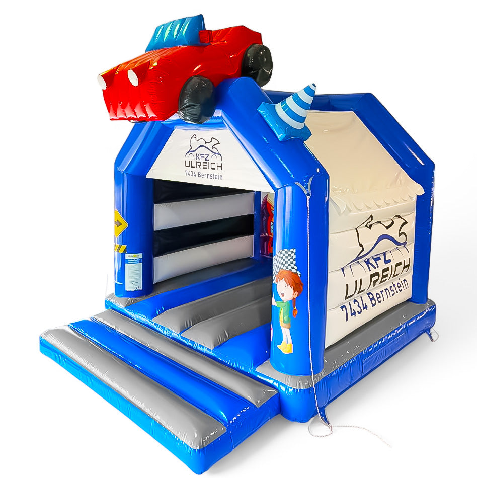 Hüpfburg Auto Fahrzeug KFZ Werkstatt mit Werbung - Aufblasbare Werbung | Werbeträger | Inflatables online kaufen! Hüpfburg Auto Fahrzeug KFZ Werkstatt mit Werbung - Aufblasbare Werbung | Werbeträger | Inflatables online kaufen!