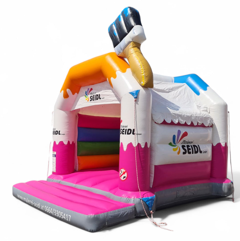 Hüpfburg Malerei mit Pinsel - personalisiert mit Werbung - Aufblasbare Werbung | Werbeträger | Inflatables online kaufen! Hüpfburg Malerei mit Pinsel - personalisiert mit Werbung - Aufblasbare Werbung | Werbeträger | Inflatables online kaufen!