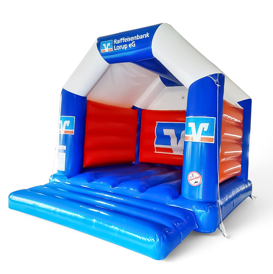Hüpfburg Raiffeisen -Volksbank Lorup eG mit individuellen Werbeaufdruck - Aufblasbare Werbung | Werbeträger | Inflatables online kaufen! Hüpfburg Raiffeisen -Volksbank Lorup eG mit individuellen Werbeaufdruck - Aufblasbare Werbung | Werbeträger | Inflatables online kaufen!