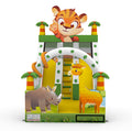 Farbenfrohe Dschungel-Rutsche mit Tiger, Giraffe und Nashorn - perfekt für Kinderfeste.