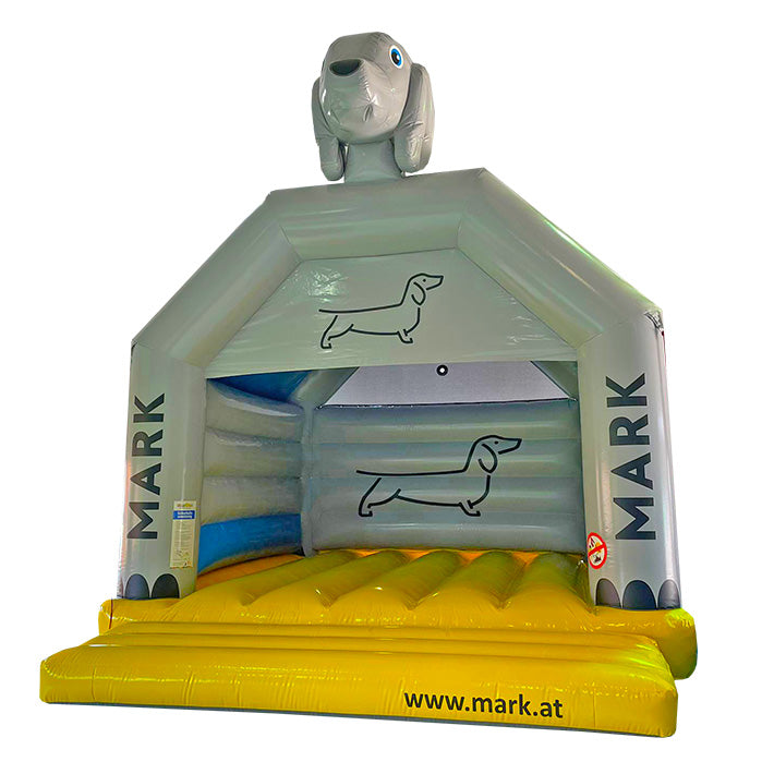 Hüpfburg Sonderanfertigung Hund Dackel mit Logo - Aufblasbare Werbung | Werbeträger | Inflatables online kaufen! Hüpfburg Sonderanfertigung Hund Dackel mit Logo - Aufblasbare Werbung | Werbeträger | Inflatables online kaufen!