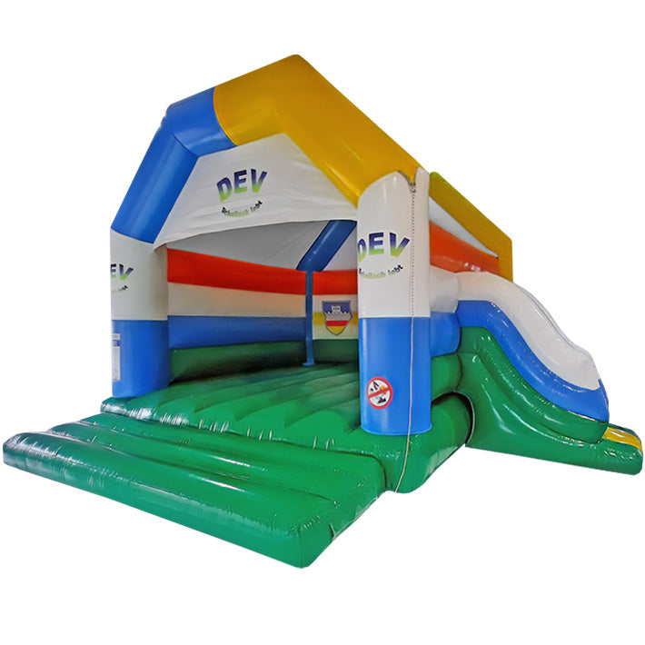 Hüpfburg mit Werbung DEV Gemeinde mit Rutsche - Aufblasbare Werbung | Werbeträger | Inflatables online kaufen! Hüpfburg mit Werbung DEV Gemeinde mit Rutsche - Aufblasbare Werbung | Werbeträger | Inflatables online kaufen!
