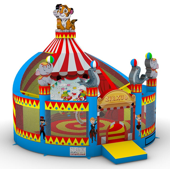 Hüpfburg Zirkus mit XL Rutsche Maxi - Hüpfburgen kaufen mit 5 Jahren Garantie | In AT, DE & CH Hüpfburg Zirkus mit XL Rutsche Maxi - Hüpfburgen kaufen mit 5 Jahren Garantie | In AT, DE & CH