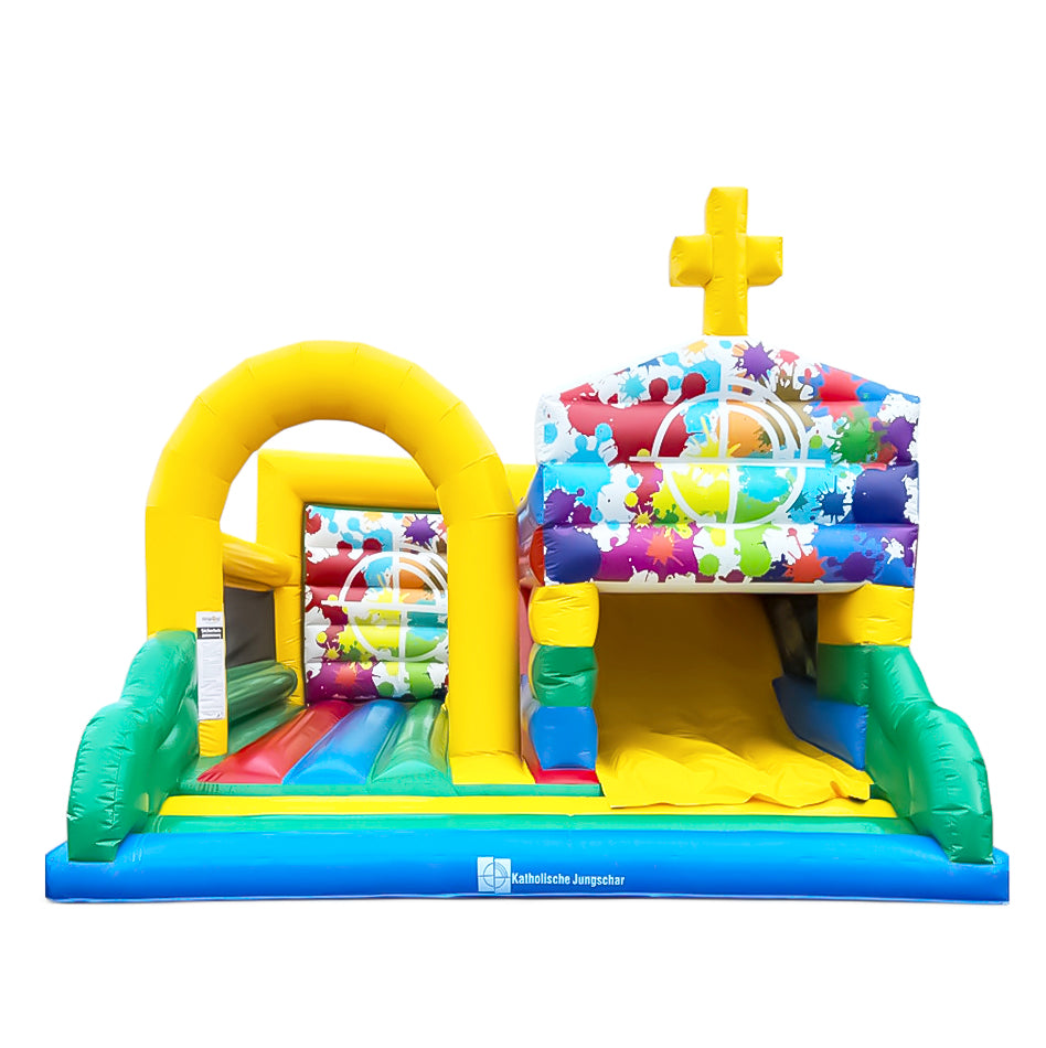 Hüpfburg Hüpfkirche mit Rutsche und Kreuz - Aufblasbare Werbung | Werbeträger | Inflatables online kaufen! Hüpfburg Hüpfkirche mit Rutsche und Kreuz - Aufblasbare Werbung | Werbeträger | Inflatables online kaufen!
