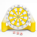 Aufblasbare Fußball-Dartscheibe im Gelb-Weiß-Design – individuell gestaltbar für Events und Markenaktionen