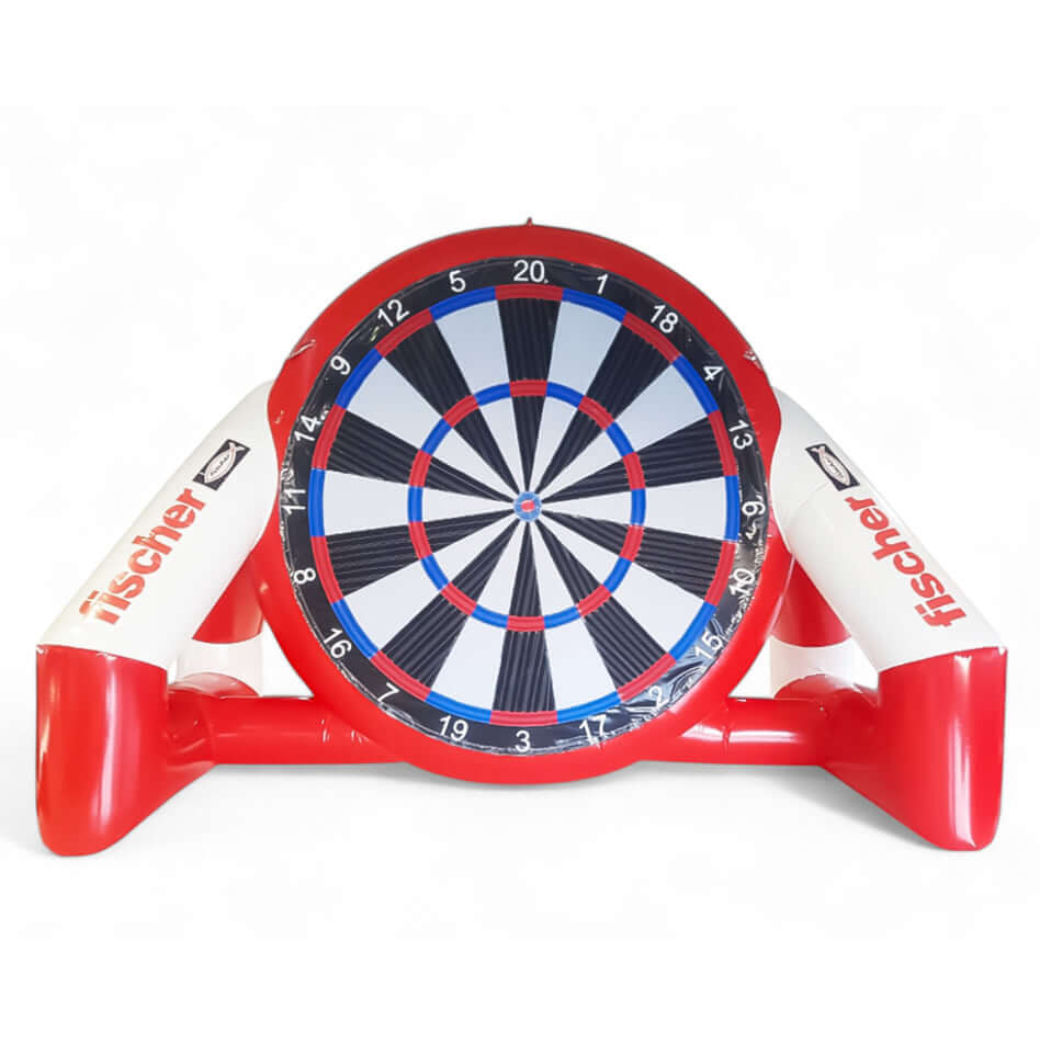 Personalisierte Fußball-Dart-Scheibe von Fischer – großes, aufblasbares Eventmodul für sportliche Promotion und Markeninszenierung