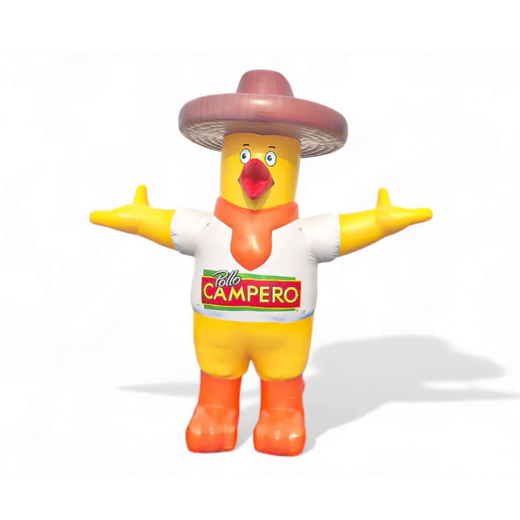 Eine aufblasbare Ente, hergestellt für die Firma Pollo Campero.