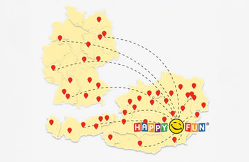 Eine Karte mit verschiedenen Standorten von Veranstaltungen.