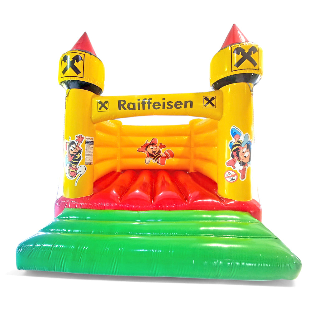 Hüpfburg Raiffeisenbank Sumsi Sonderanfertigung - Aufblasbare Werbung | Werbeträger | Inflatables online kaufen! Hüpfburg Raiffeisenbank Sumsi Sonderanfertigung - Aufblasbare Werbung | Werbeträger | Inflatables online kaufen!