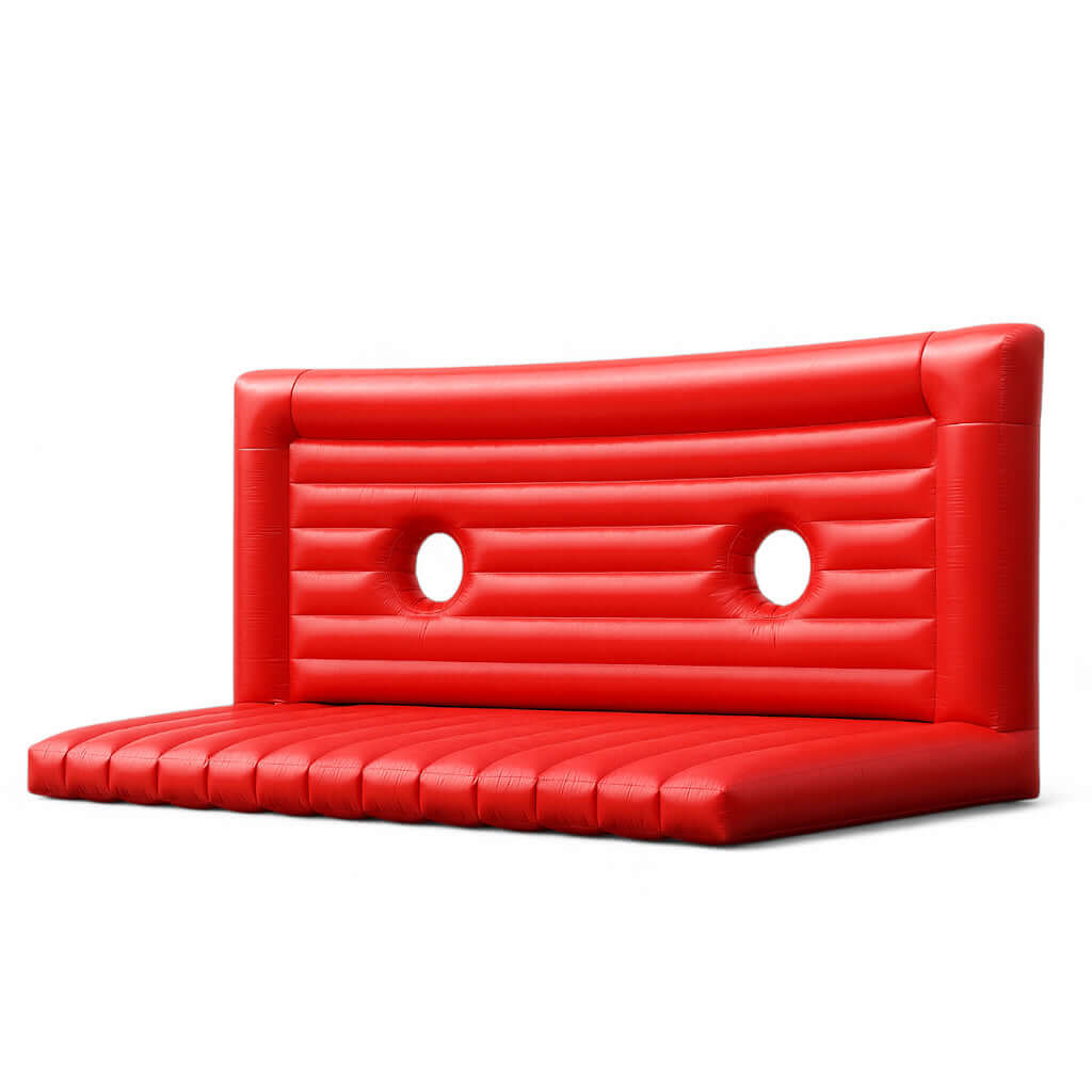 Aufblasbares Fußballtor in Rot mit zwei Zielöffnungen – ideales Eventmodul für Torwandschießen und Schusswettbewerbe