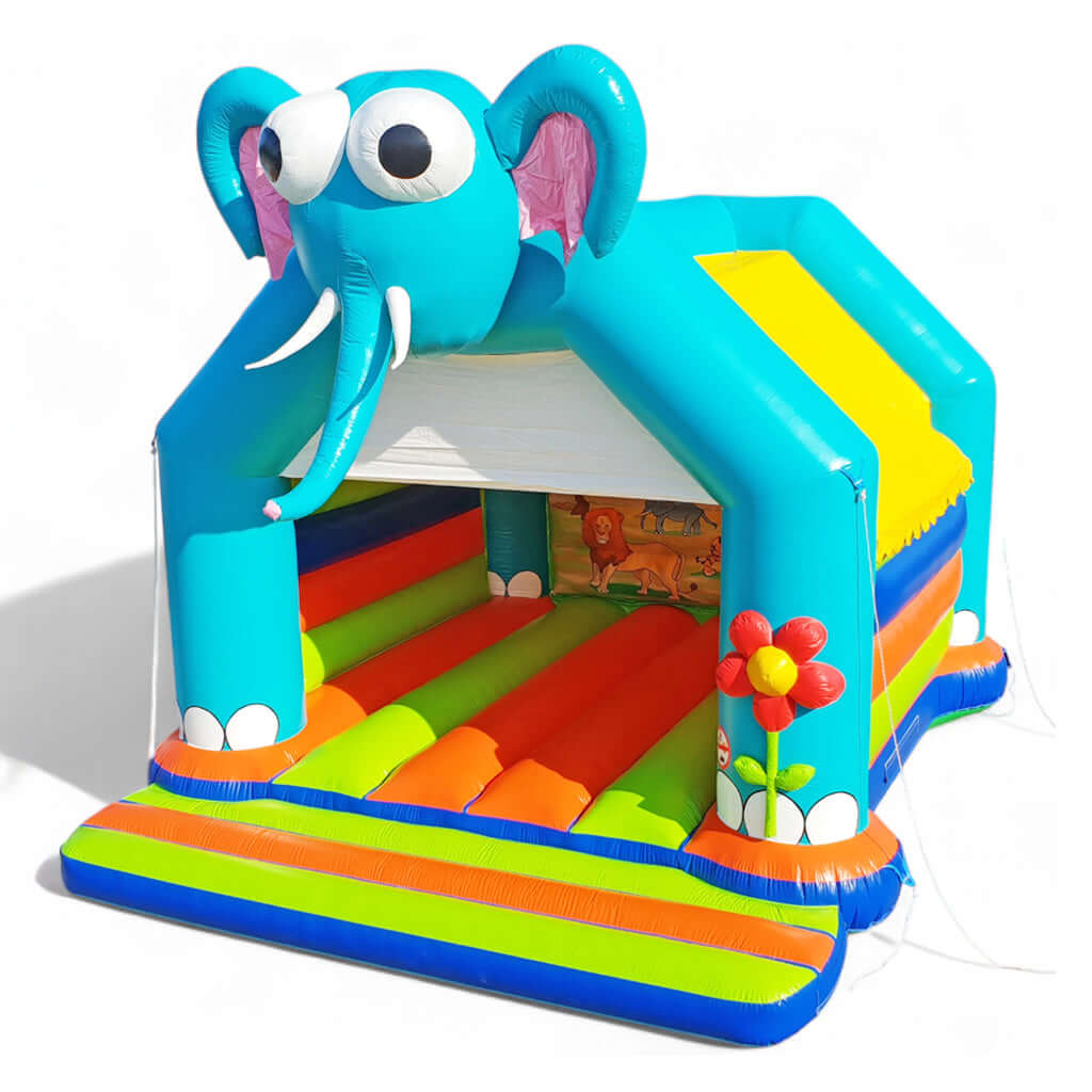 Hüpfburg Elefant mit Dach.