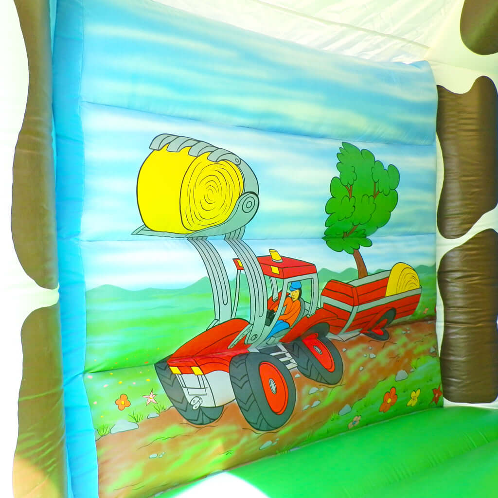 Traktor mit Heuballen, ein Digitalaufdruck.