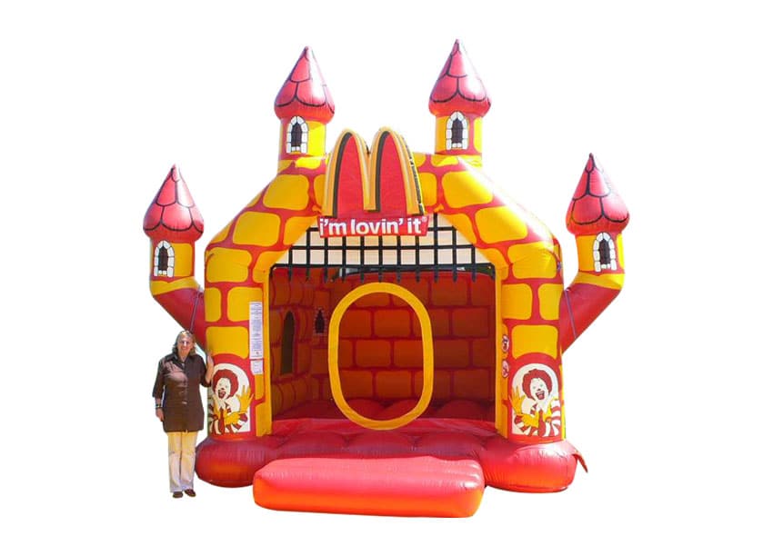 Hüpfburg Mc Donald´s mit Dach und Türmen - Aufblasbare Werbung | Werbeträger | Inflatables online kaufen! Hüpfburg Mc Donald´s mit Dach und Türmen - Aufblasbare Werbung | Werbeträger | Inflatables online kaufen!