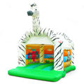 Hüpfburg Zebra, schwarz-weiß mit grüner Sprungfläche.