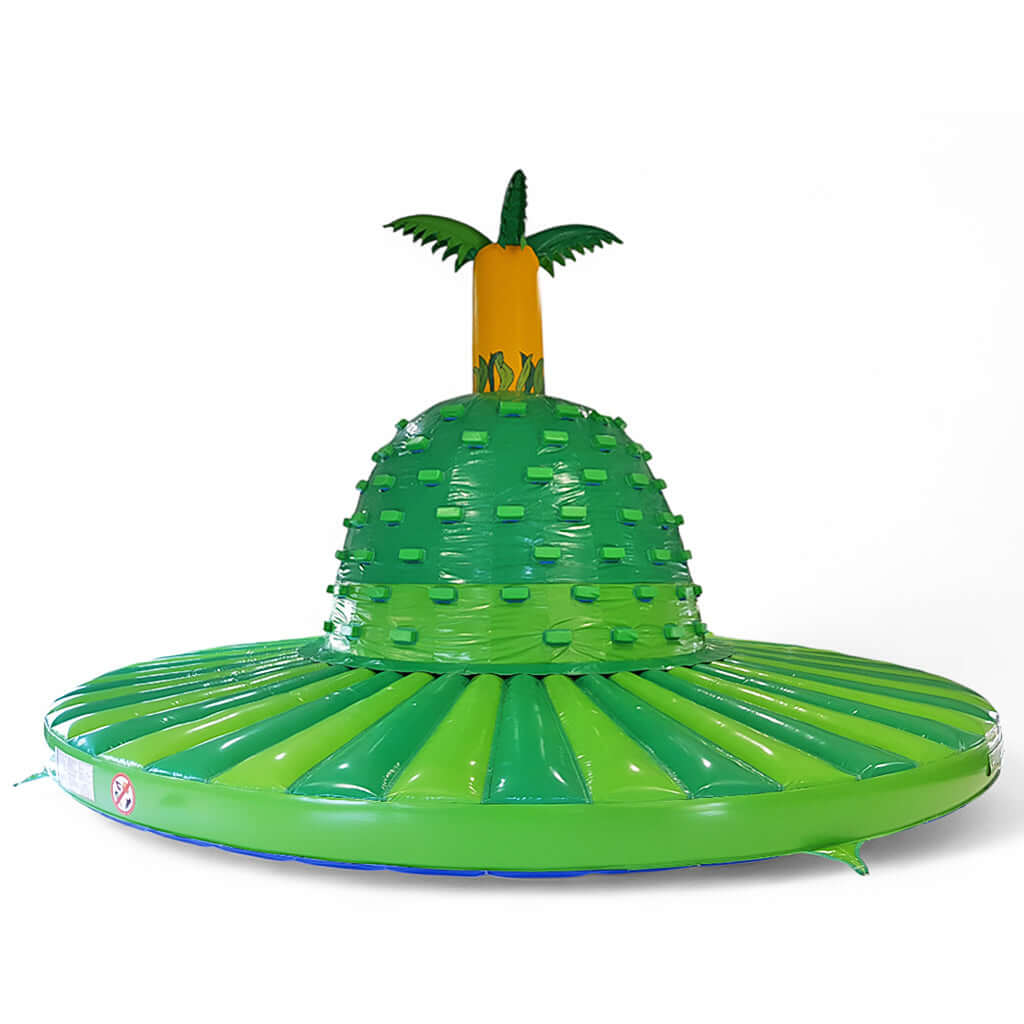 Aufblasbarer Kletterberg Kaktus in leuchtendem Grün und Gelb mit Klettergriffen – ideales Spielmodul für kleine Abenteurer.
