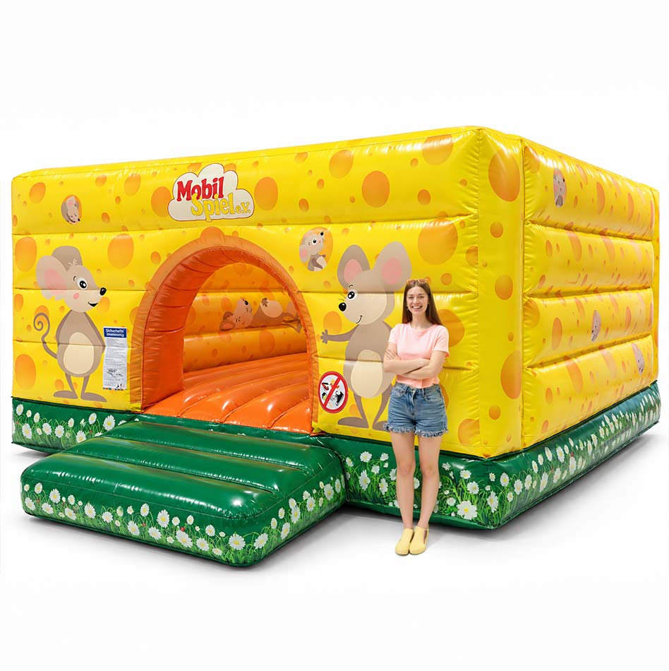 Hüpfburg Käse - Milchprodukt - Aufblasbare Werbung direkt vom Hersteller | Happy-Fun