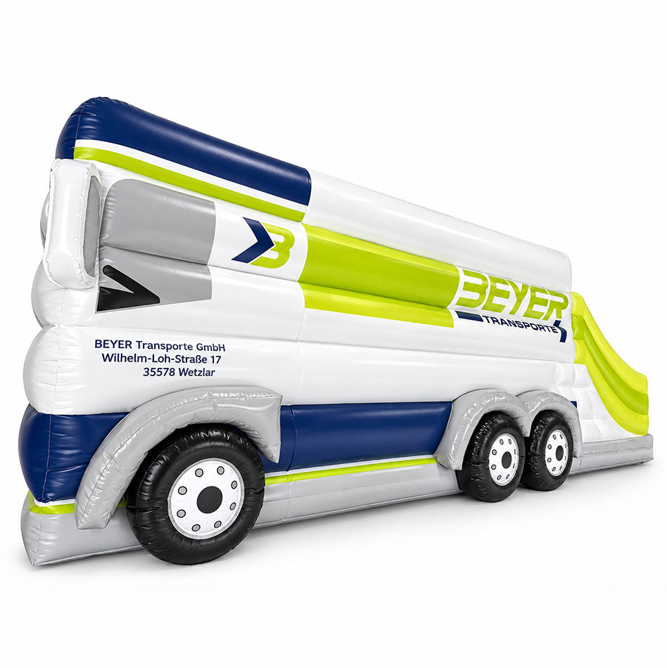 Hüpfburg Lastwagen, Transporter - Deutschland - Aufblasbare Werbung direkt vom Hersteller | Happy-Fun