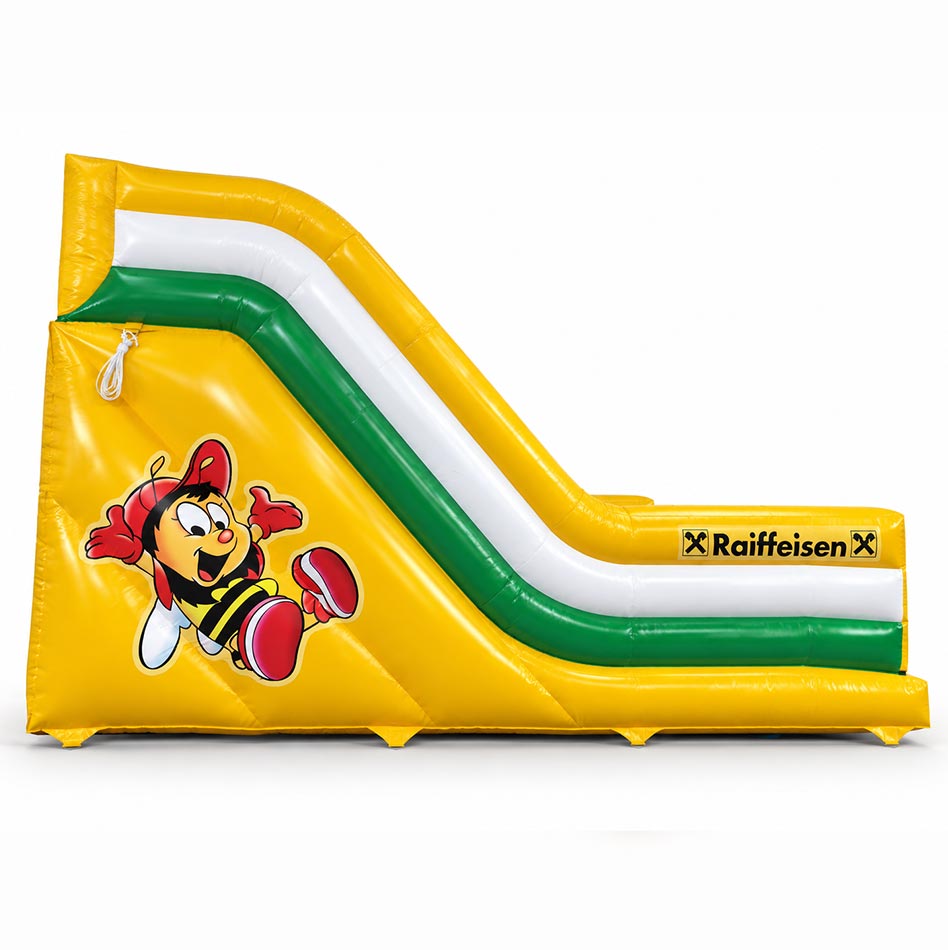 Hüpfburg Rutsche Raiffeisenbank - Aufblasbare Werbung direkt vom Hersteller | Happy-Fun