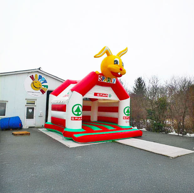 Hüpfurg Hase Spar mit 3D Hasenkopf - Individuelle Hüpfburg Sonderanfertigung - jetzt anfertigen lassen
