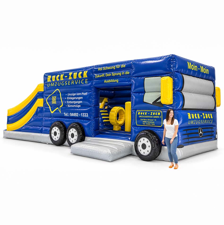 Hüpfburg Umzug - Transporter - Aufblasbare Werbung direkt vom Hersteller | Happy-Fun