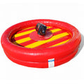 Mechanischer Rodeo Bulle in den Farben rot, gelb und schwarz