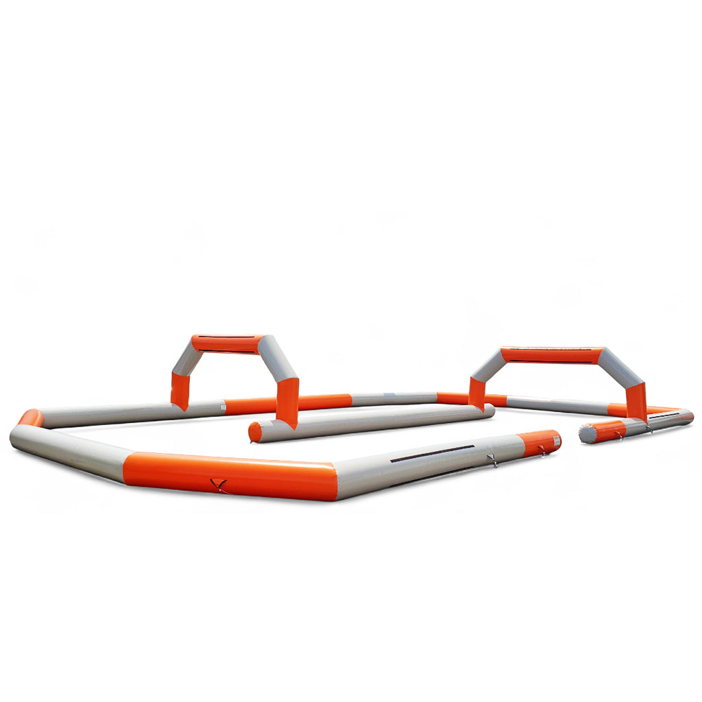 Aufblasbare Barriere in Grau und Orange für Outdoor-Events, Fahrparcours und Kinderfahrzeuge