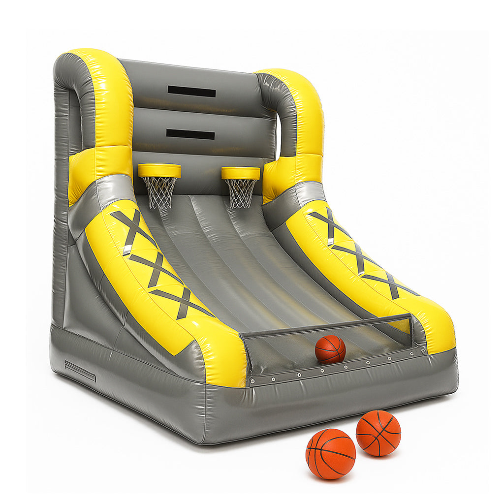 Aufblasbares Basketball-Spiel für 2 Spieler mit buntem Sneaker-Design und zwei Körben.