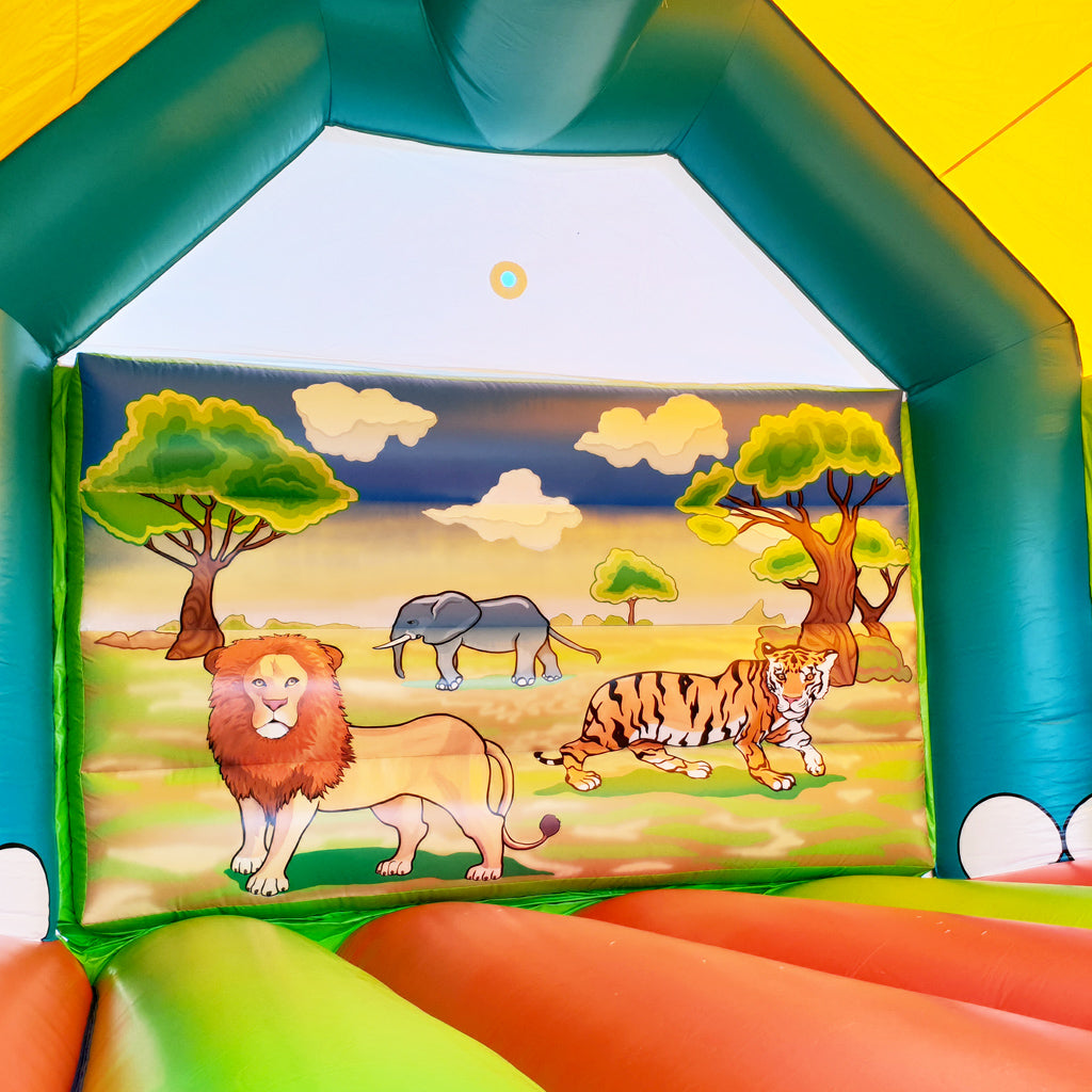 Elephant bouncy castle with roof – Welcome to the animal adventure land  - Buy a bouncy castle ✔ Professional bouncy castles | directly from the manufacturer