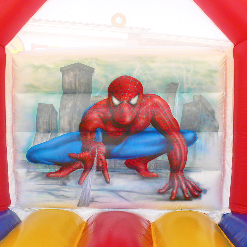 Spiderman bouncy castle with roof – ready for heroic flights  - Buy a bouncy castle ✔ Professional bouncy castles | directly from the manufacturer