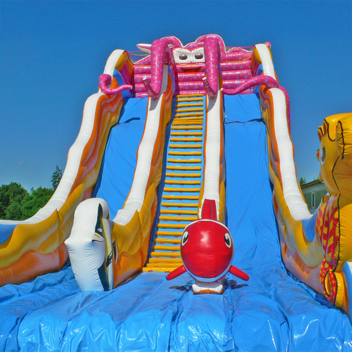 Octopus jump slide with marine design  - Buy a giant slide | Air slide attraction | In stock ✔