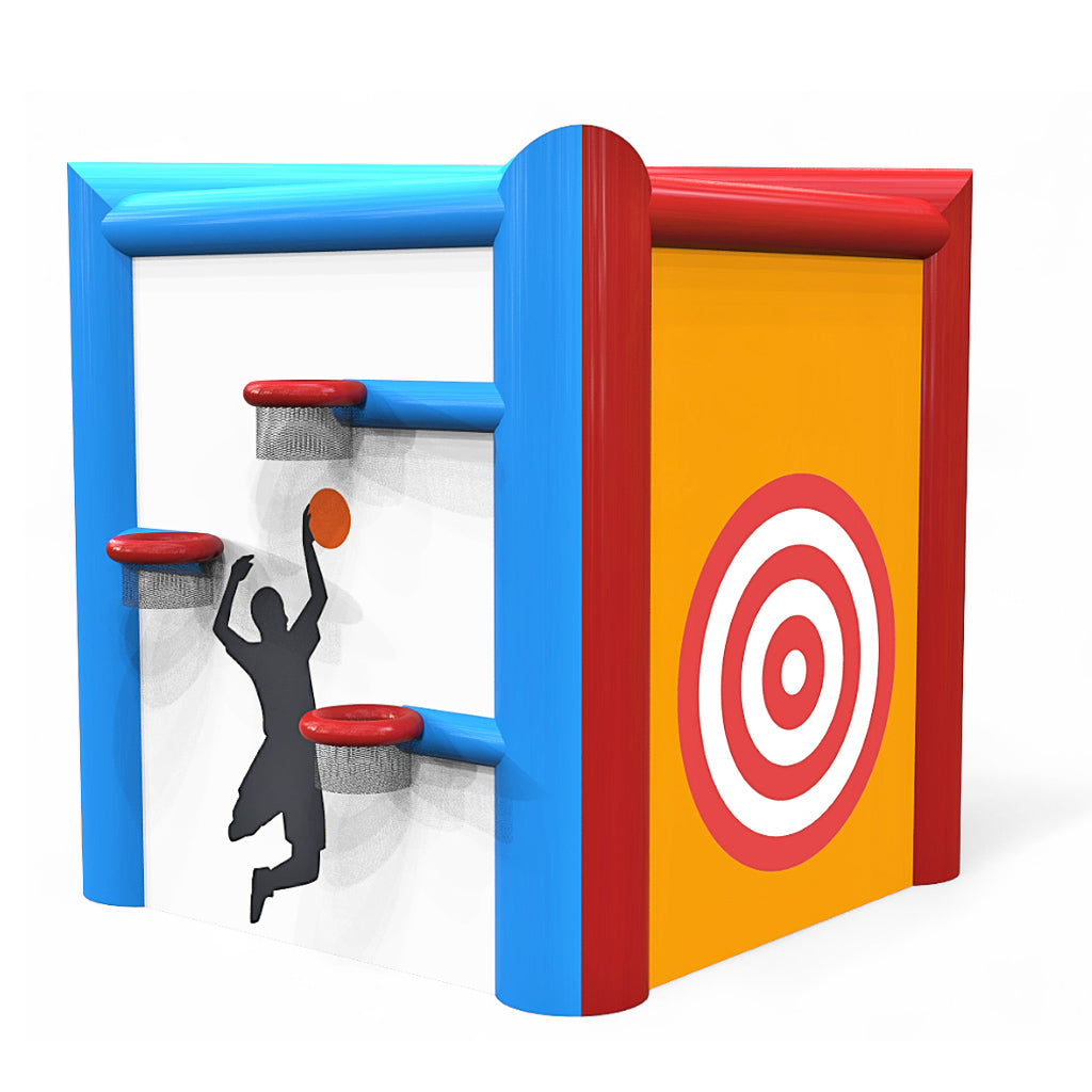Multifun Turm – Aufblasbares 4-in-1 Eventmodul für sportliche Action - Sport Spiele wie aufblasbares Fußball Dart kaufen | Torschusswand