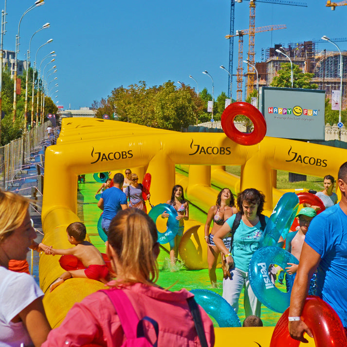 Wasserrutsche Slide in the City 3-Bahn – aufblasbare Wasserhüpfburg - Wasserhüpfburg kaufen | Wasserrutsche ✔ auf Lager
